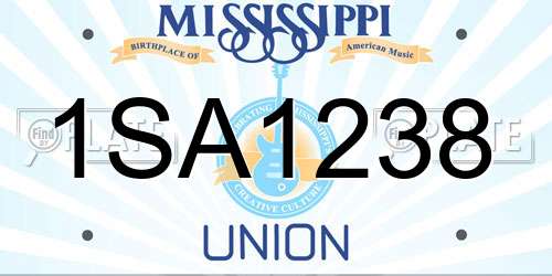 1SA1238 Mississippi License Plate