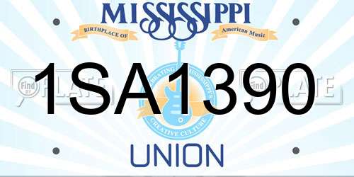 1SA1390 Mississippi License Plate