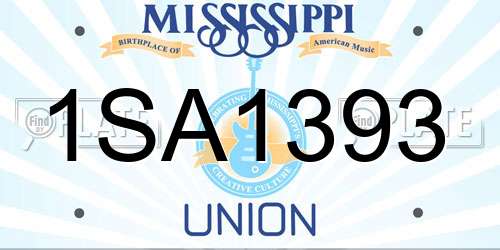 1SA1393 Mississippi License Plate