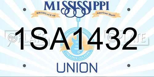 1SA1432 Mississippi License Plate