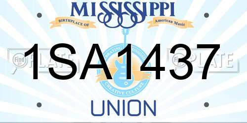 1SA1437 Mississippi License Plate