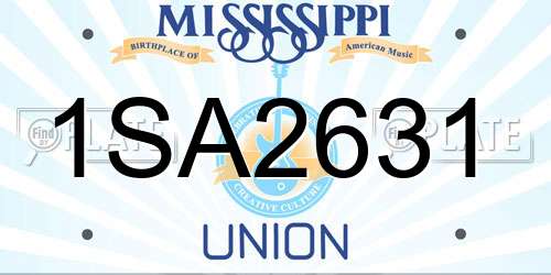 1SA2631 Mississippi License Plate