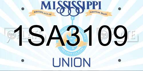 1SA3109 Mississippi License Plate