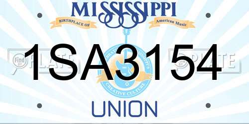 1SA3154 Mississippi License Plate