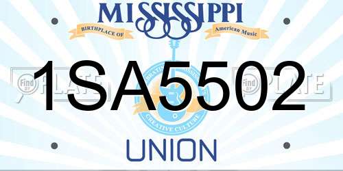 1SA5502 Mississippi License Plate