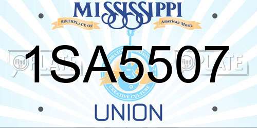 1SA5507 Mississippi License Plate