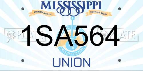 1SA564 Mississippi License Plate