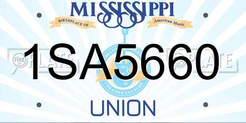 1SA5660 Mississippi License Plate