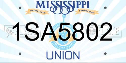 1SA5802 Mississippi License Plate