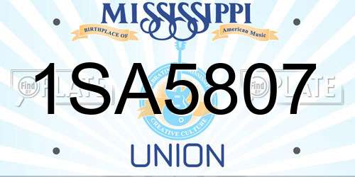 1SA5807 Mississippi License Plate