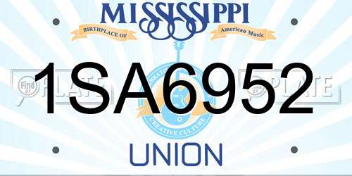 1SA6952 Mississippi License Plate