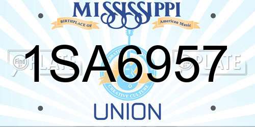 1SA6957 Mississippi License Plate