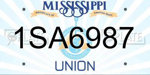 1SA6987 Mississippi License Plate