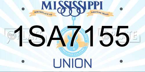 1SA7155 Mississippi License Plate