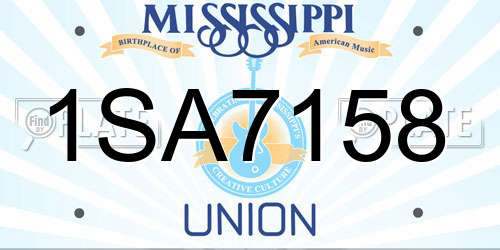 1SA7158 Mississippi License Plate