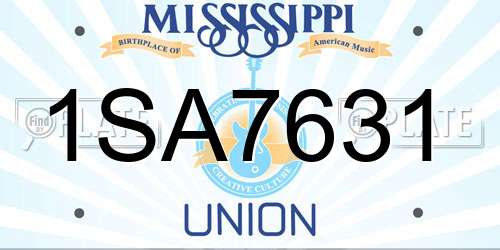 1SA7631 Mississippi License Plate