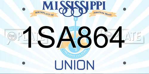 1SA864 Mississippi License Plate