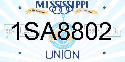 1SA8802 Mississippi License Plate