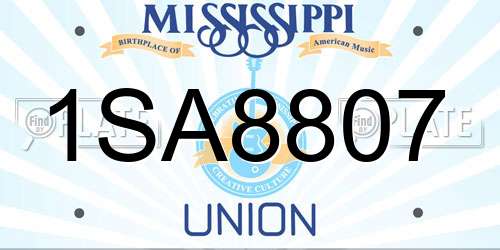 1SA8807 Mississippi License Plate