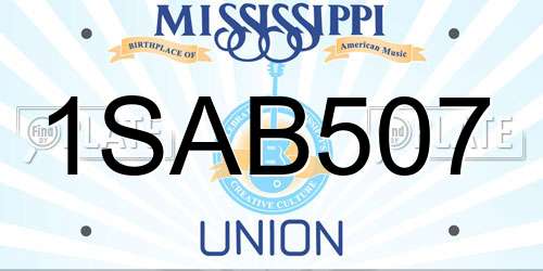 1SAB507 Mississippi License Plate