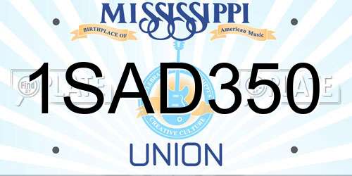 1SAD350 Mississippi License Plate