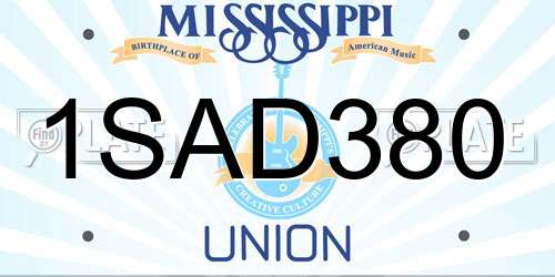 1SAD380 Mississippi License Plate