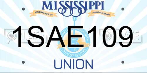 1SAE109 Mississippi License Plate