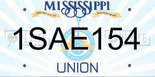 1SAE154 Mississippi License Plate