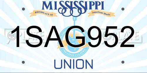 1SAG952 Mississippi License Plate
