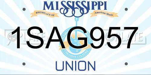 1SAG957 Mississippi License Plate
