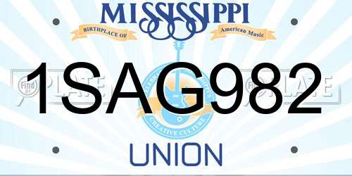 1SAG982 Mississippi License Plate