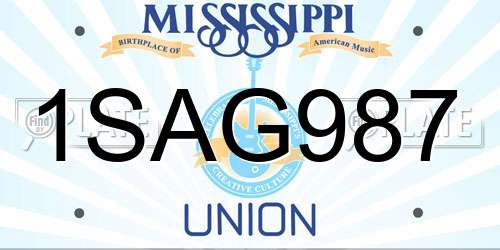 1SAG987 Mississippi License Plate