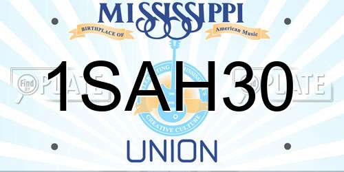 1SAH30 Mississippi License Plate