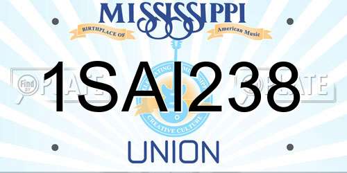 1SAI238 Mississippi License Plate