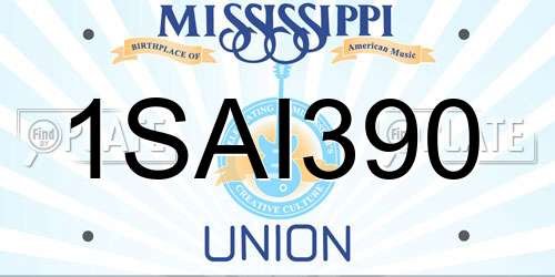 1SAI390 Mississippi License Plate