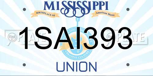 1SAI393 Mississippi License Plate