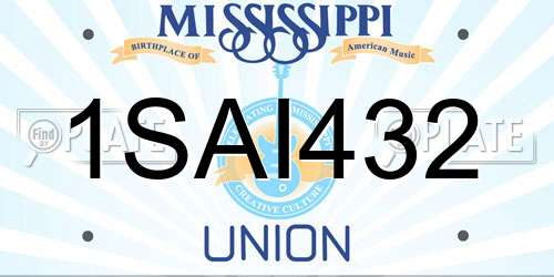 1SAI432 Mississippi License Plate