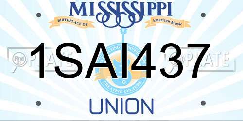 1SAI437 Mississippi License Plate