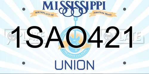 1SAO421 Mississippi License Plate
