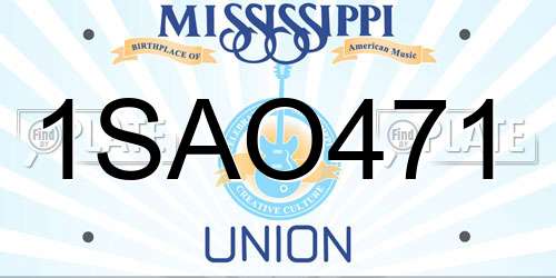 1SAO471 Mississippi License Plate