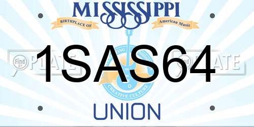 1SAS64 Mississippi License Plate