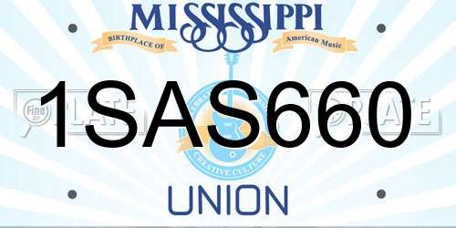 1SAS660 Mississippi License Plate