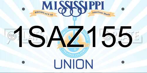 1SAZ155 Mississippi License Plate