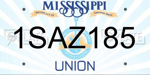 1SAZ185 Mississippi License Plate