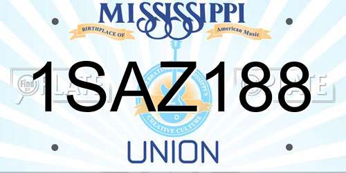 1SAZ188 Mississippi License Plate