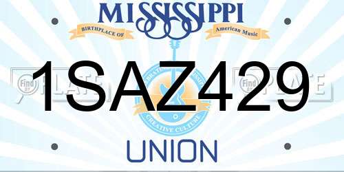 1SAZ429 Mississippi License Plate