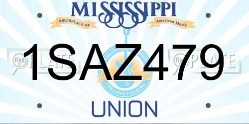 1SAZ479 Mississippi License Plate