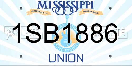 1SB1886 Mississippi License Plate