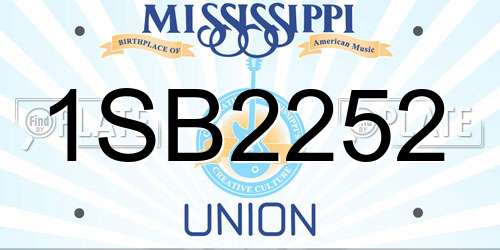 1SB2252 Mississippi License Plate