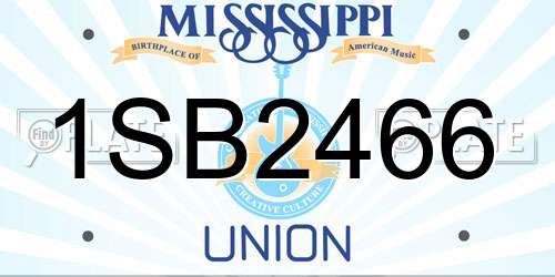 1SB2466 Mississippi License Plate